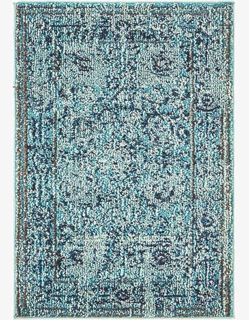 Light Blue Washable Fleur Rug