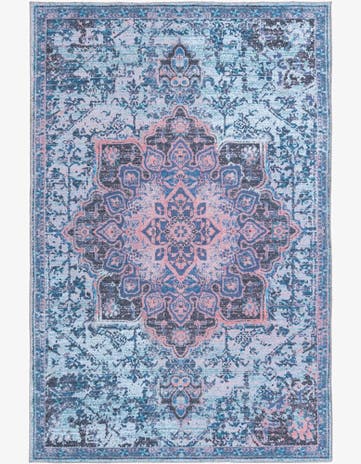 Light Blue Washable Francesca Rug