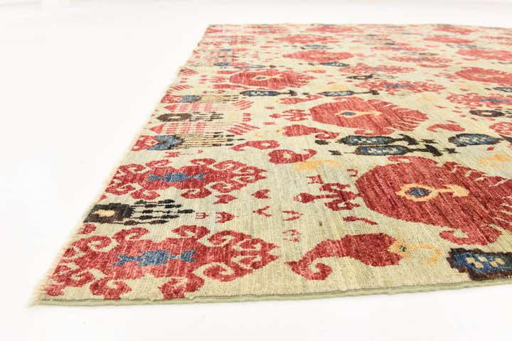 6' 10 x 9' 8 Hand Knotted Ikat Oriental Wool Rug