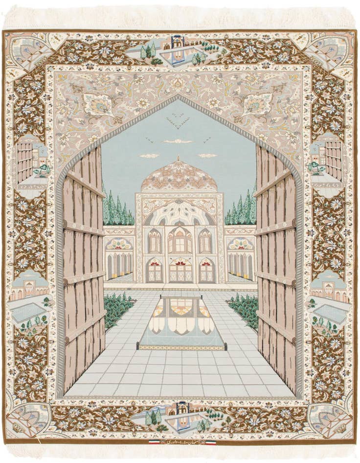 Detail image of 4' 4 x 6' 6 Hand Knotted Isfahan Persian Rug
