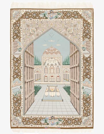 4' 4 x 6' 6 Hand Knotted Isfahan Persian Rug