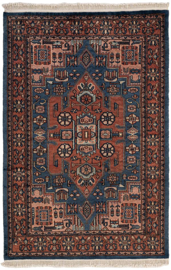 Detail image of 4' 2 x 6' 4 Hand Knotted Kazak Oriental Wool Rug