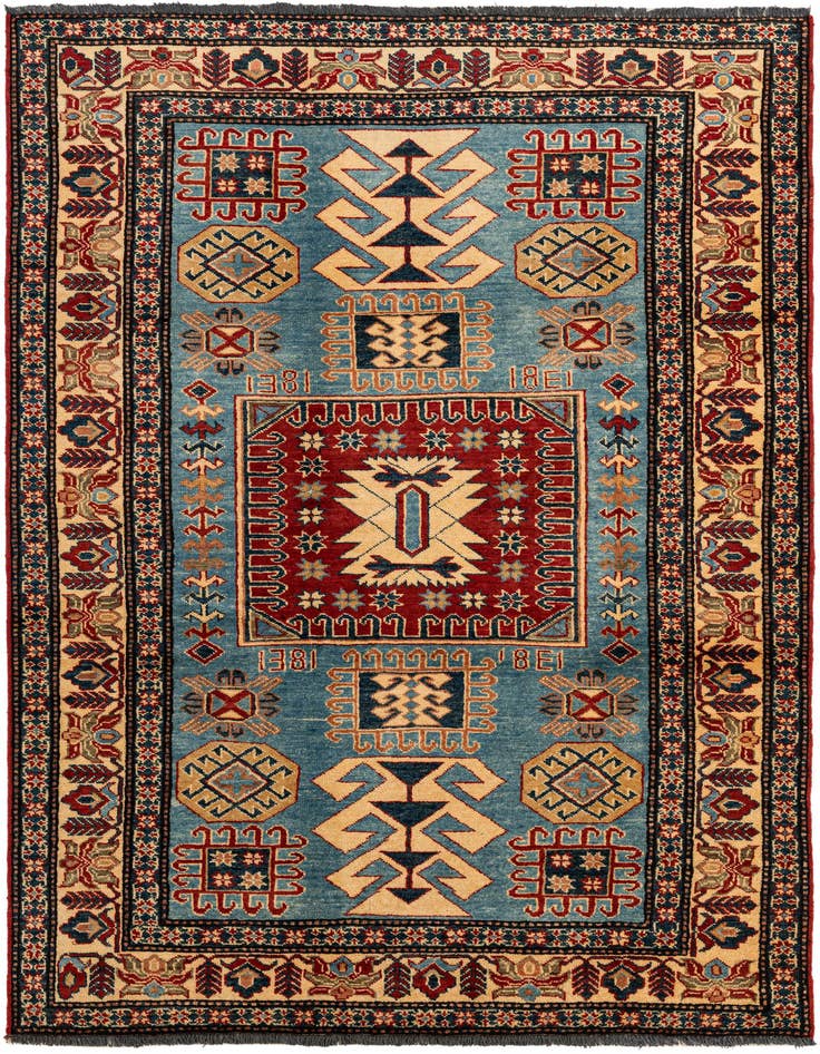Detail image of 4' 4 x 6' 4 Hand Knotted Kazak Wool Rug