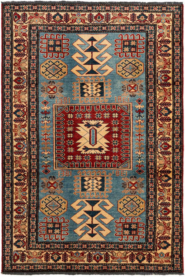 Detail image of 4' 4 x 6' 4 Hand Knotted Kazak Wool Rug