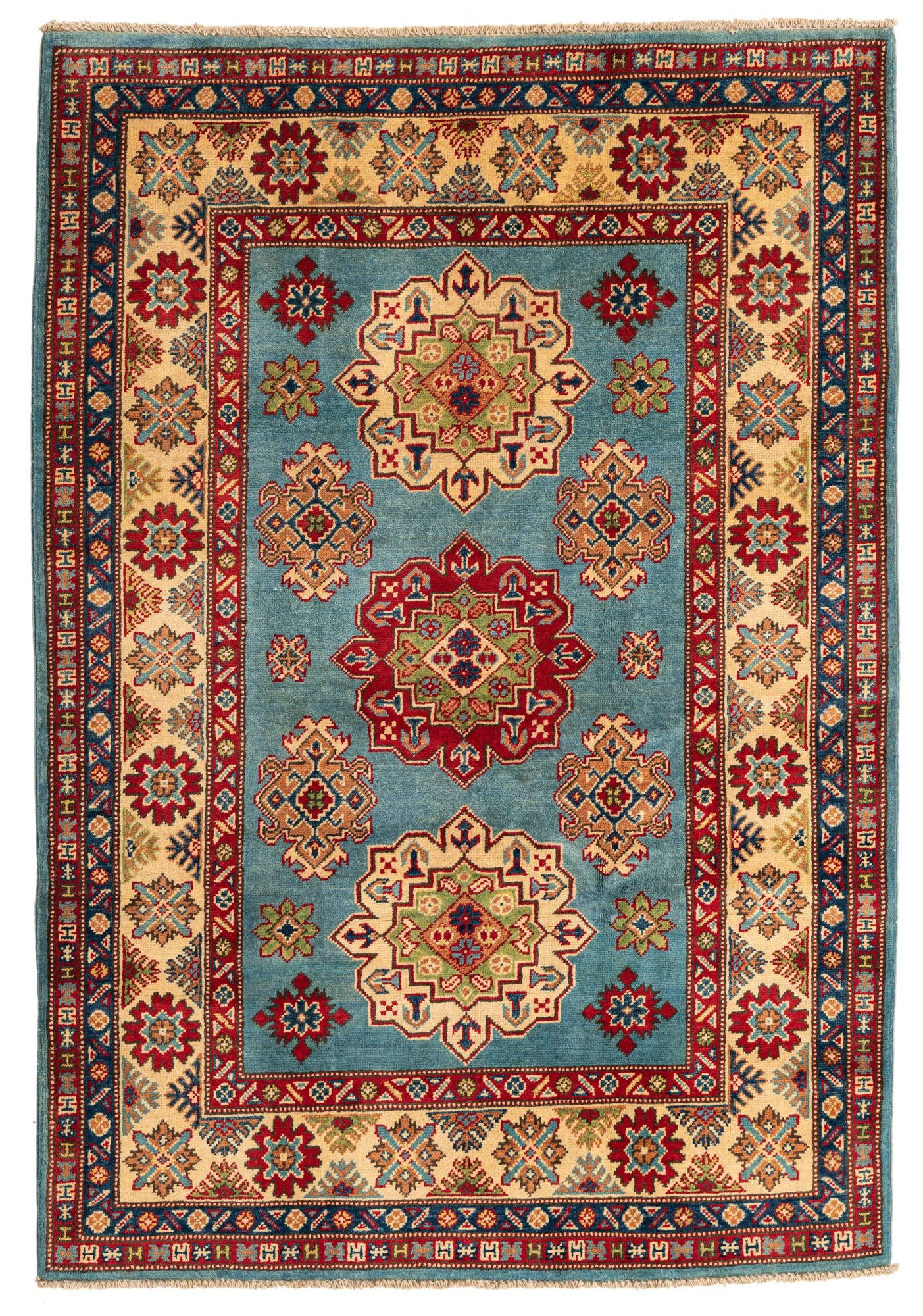 4' 3 x 6' 1 Hand Knotted Kazak Rug