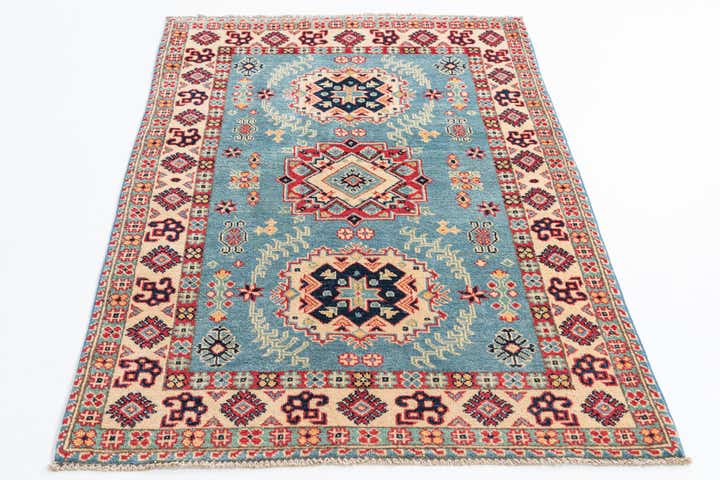 3' 4 x 4' 10 Hand Knotted Kazak Rug