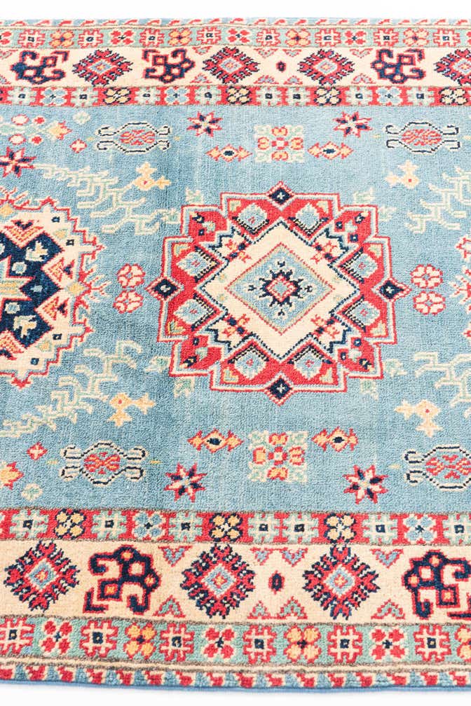 3' 4 x 4' 10 Hand Knotted Kazak Rug
