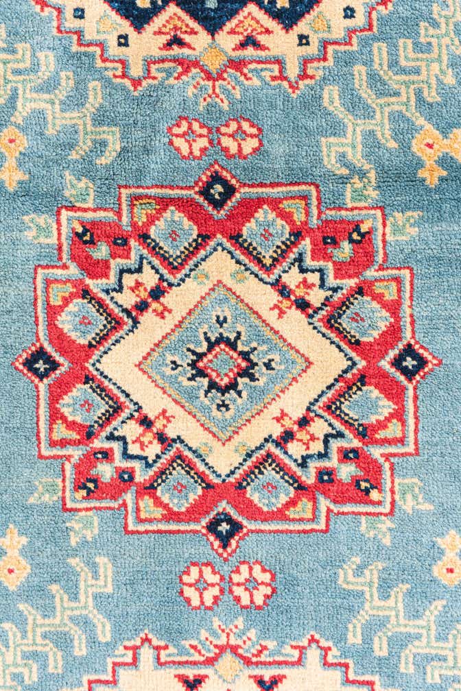 3' 4 x 4' 10 Hand Knotted Kazak Rug