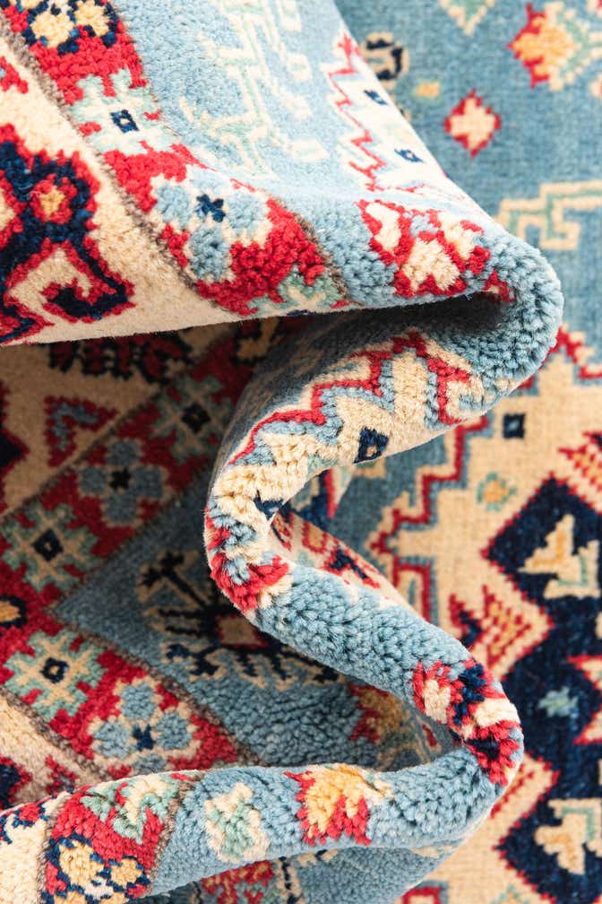 3' 4 x 4' 10 Hand Knotted Kazak Rug