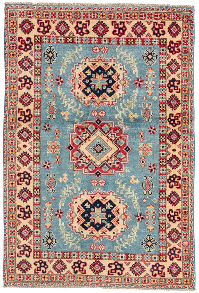 3' 4 x 4' 10 Hand Knotted Kazak Rug
