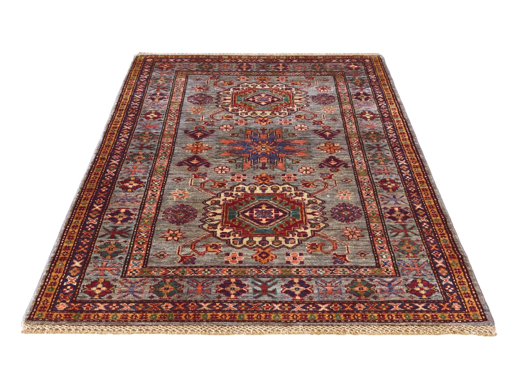 3' 2 x 5' 3 Hand Knotted Kazak Rug