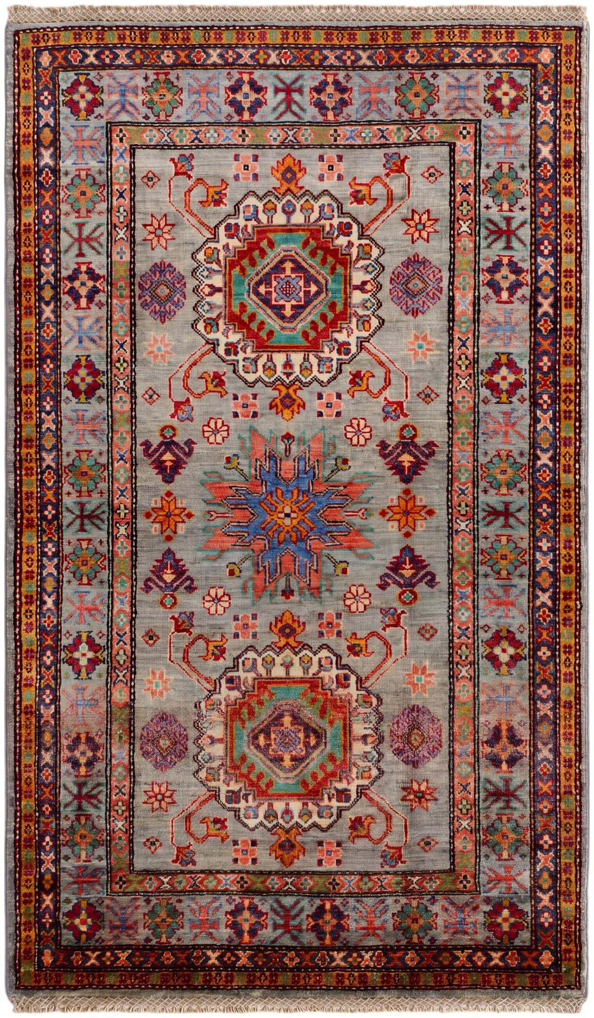 3' 2 x 5' 3 Hand Knotted Kazak Rug