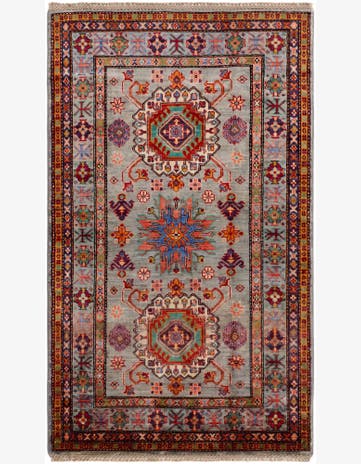 3' 2 x 5' 3 Hand Knotted Kazak Rug