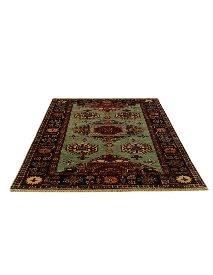 Detail image of 4' 1 x 6' 3 Hand Knotted Kazak Rug