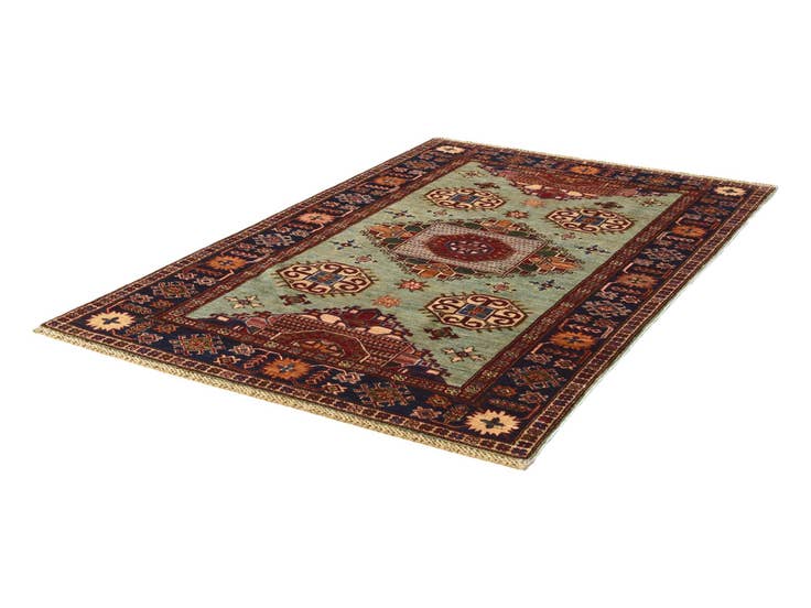 Detail image of 4' 1 x 6' 3 Hand Knotted Kazak Rug