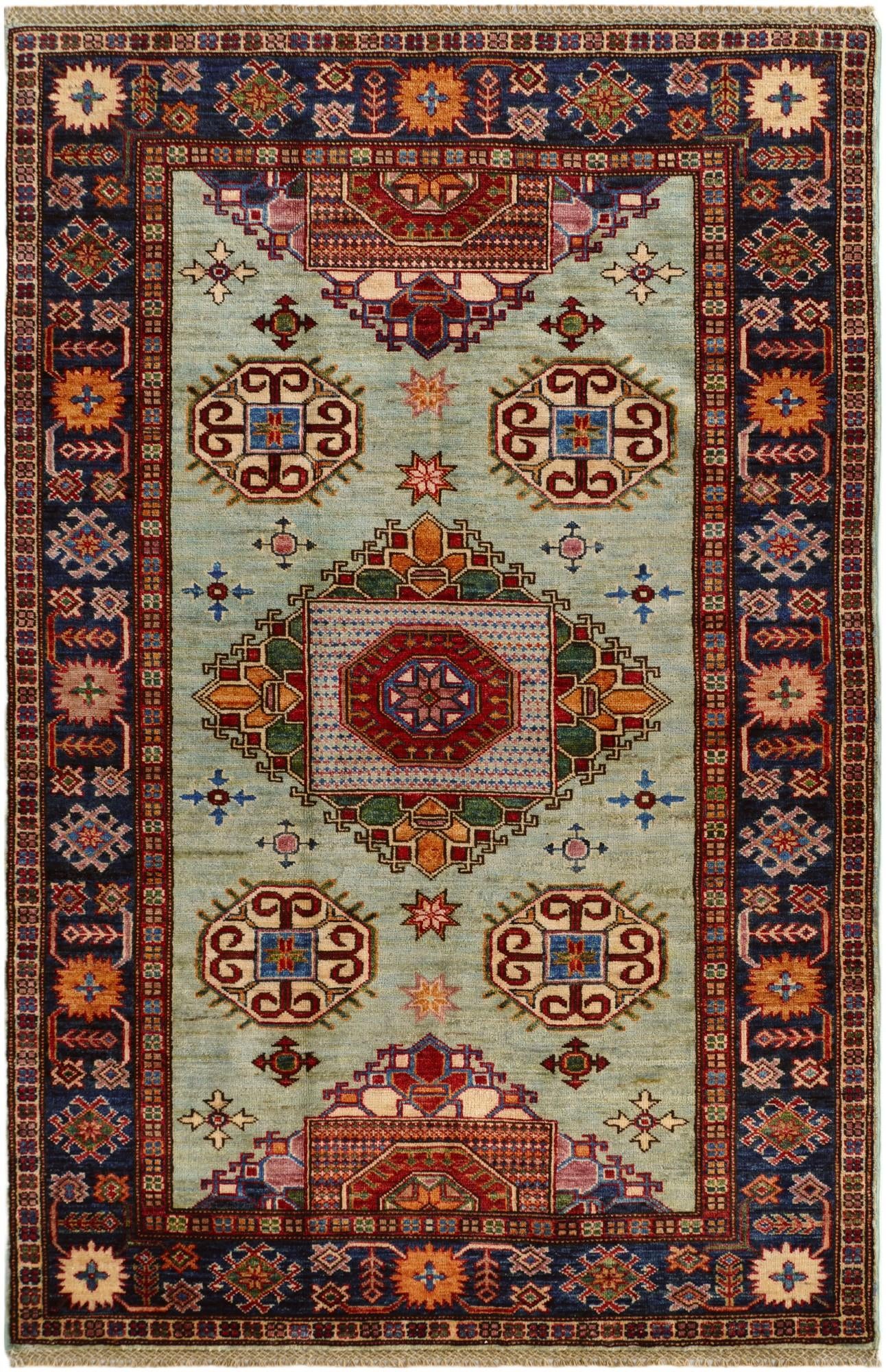 4' 1 x 6' 3 Hand Knotted Kazak Rug