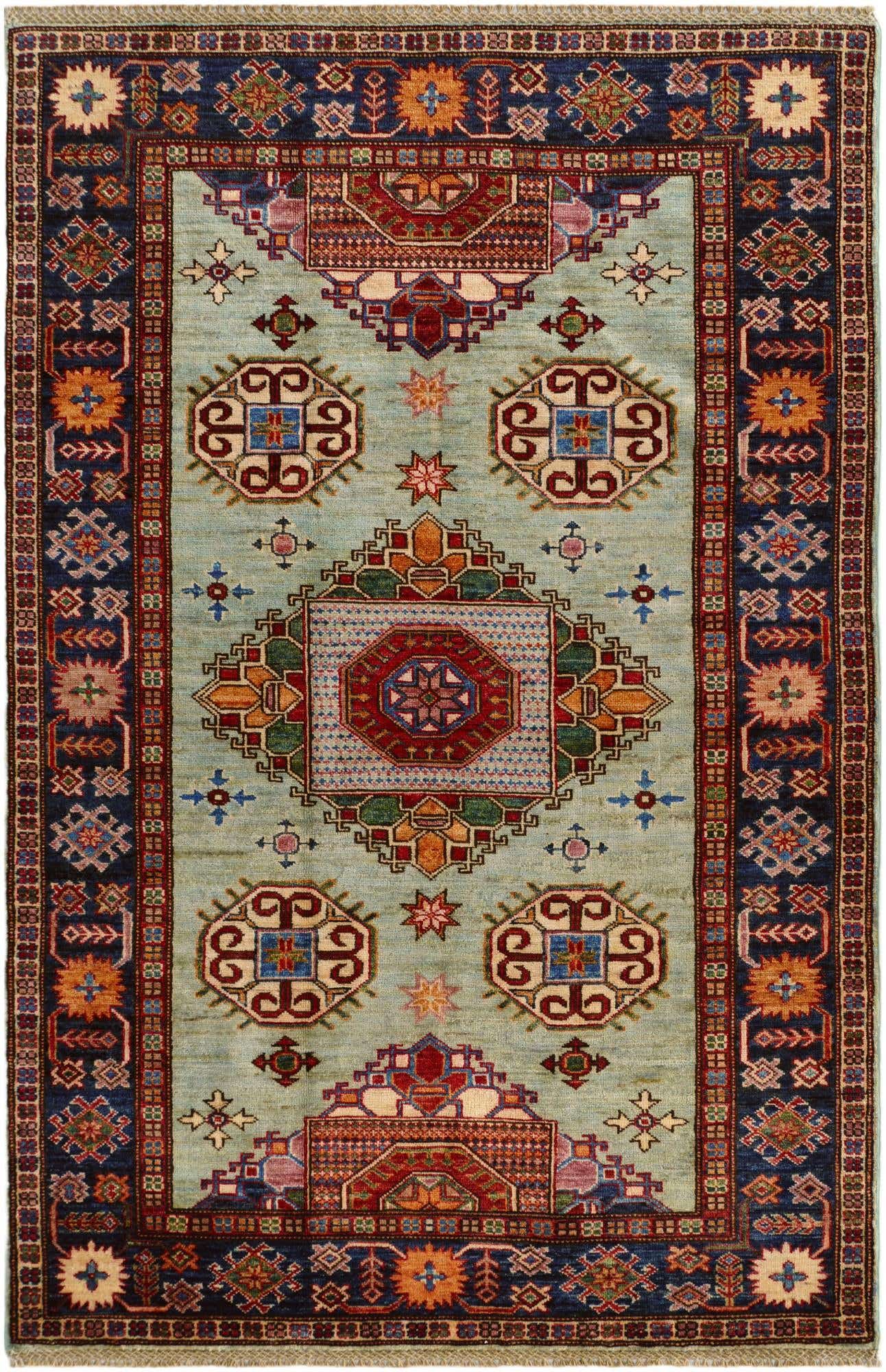 4' 1 x 6' 3 Hand Knotted Kazak Rug
