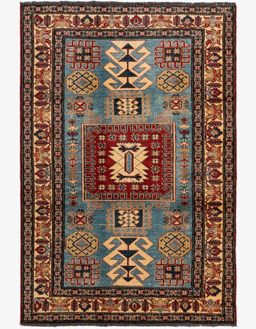4' 4 x 6' 4 Hand Knotted Kazak Wool Rug