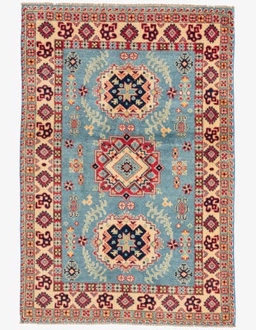 3' 4 x 4' 10 Hand Knotted Kazak Rug