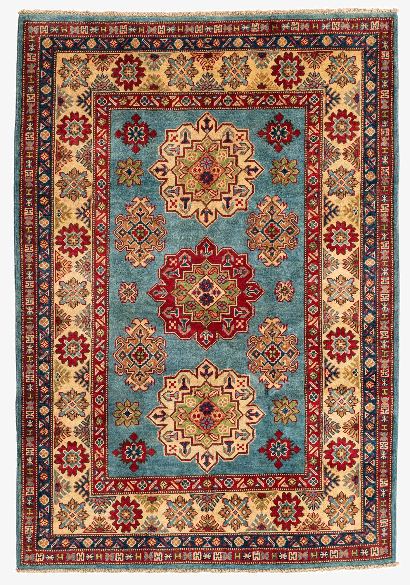 4' 3 x 6' 1  Hand Knotted Kazak Rug