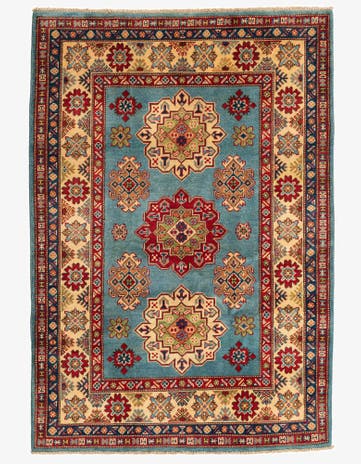 4' 3 x 6' 1 Hand Knotted Kazak Rug