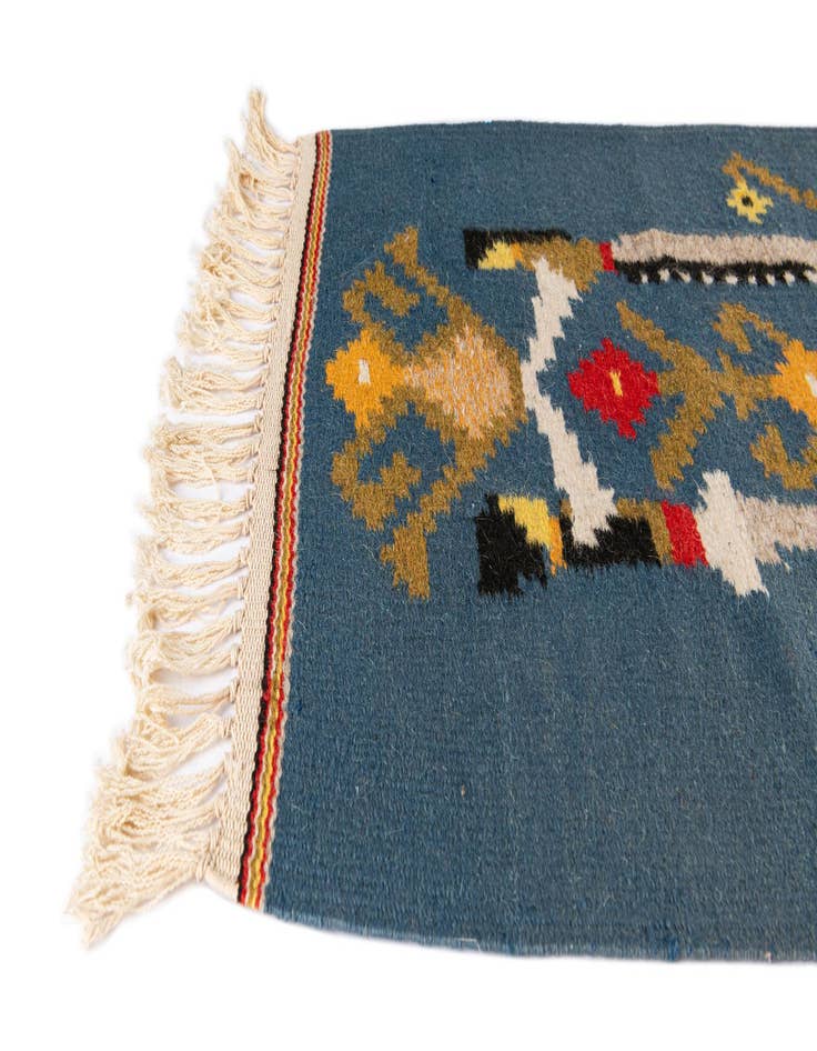 Detail image of 1' 4 x 1' 7  Hand Woven Kilim Dhurrie Wool Rug