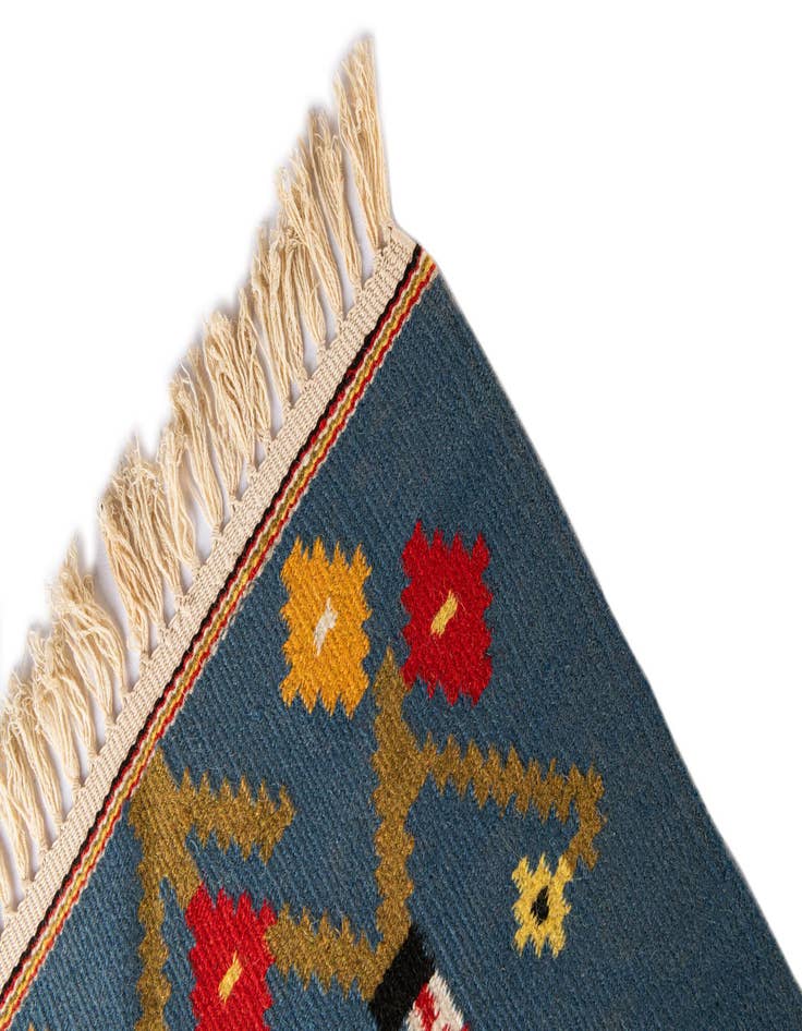 Detail image of 1' 4 x 1' 7  Hand Woven Kilim Dhurrie Wool Rug