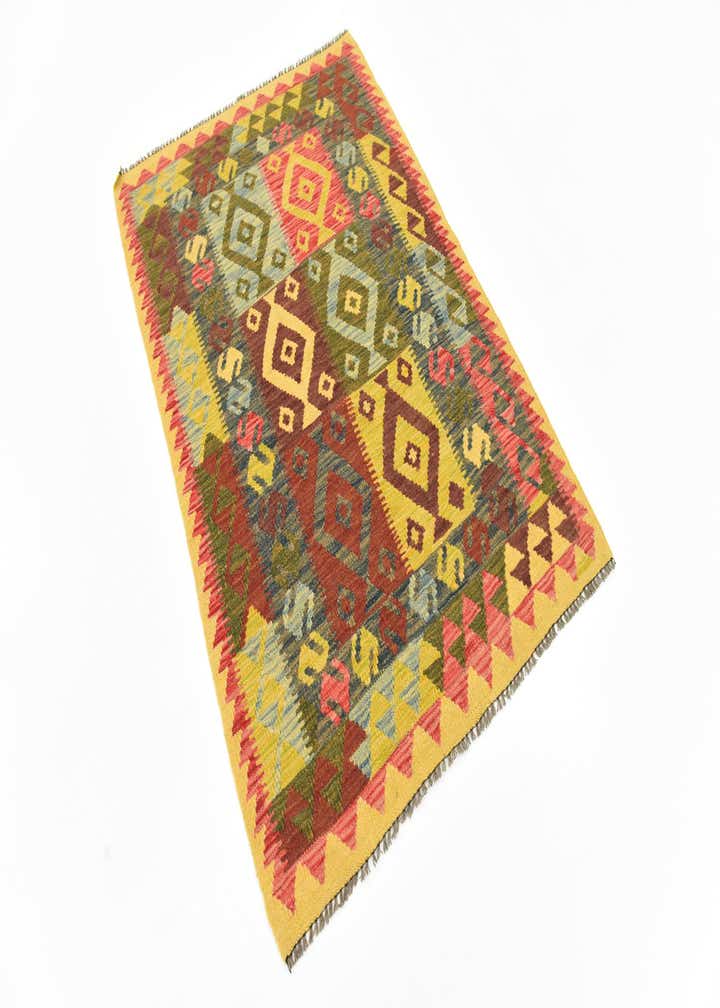 3' 5 x 5' 2 Hand Woven Kilim Maymana Wool Rug