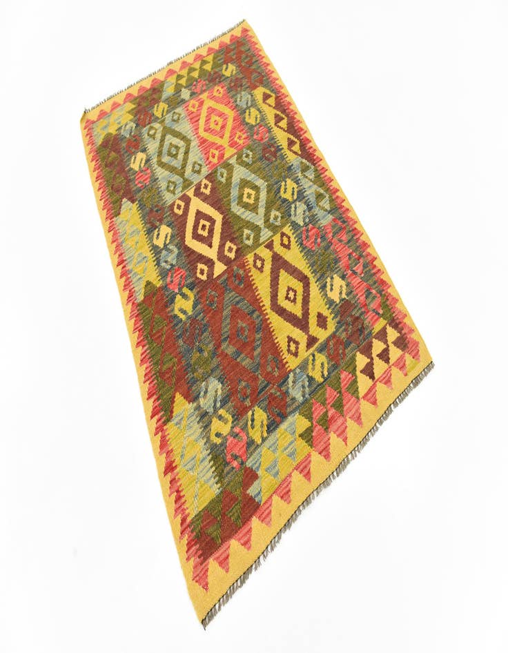 Detail image of 3' 5 x 5' 2 Hand Woven Kilim Maymana Wool Rug