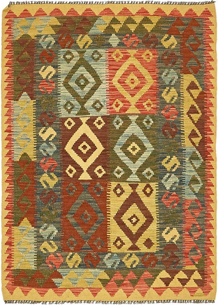 3' 5 x 5' 2 Hand Woven Kilim Maymana Wool Rug