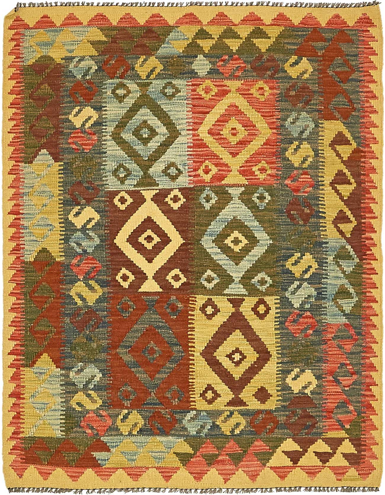 3' 5 x 5' 2 Hand Woven Kilim Maymana Wool Rug