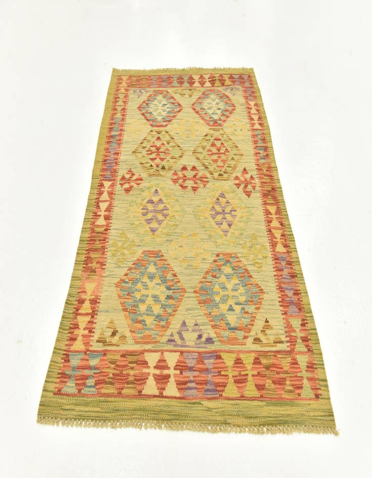 Detail image of 3' 2 x 4' 10  Hand Woven Kilim Maymana Wool Rug