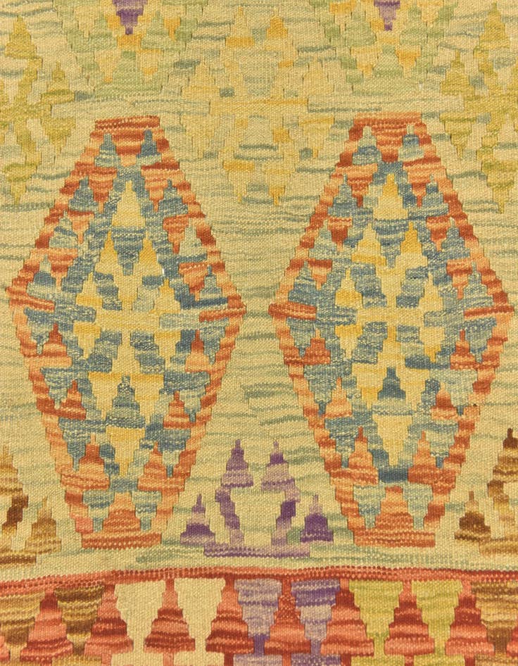 Detail image of 3' 2 x 4' 10  Hand Woven Kilim Maymana Wool Rug