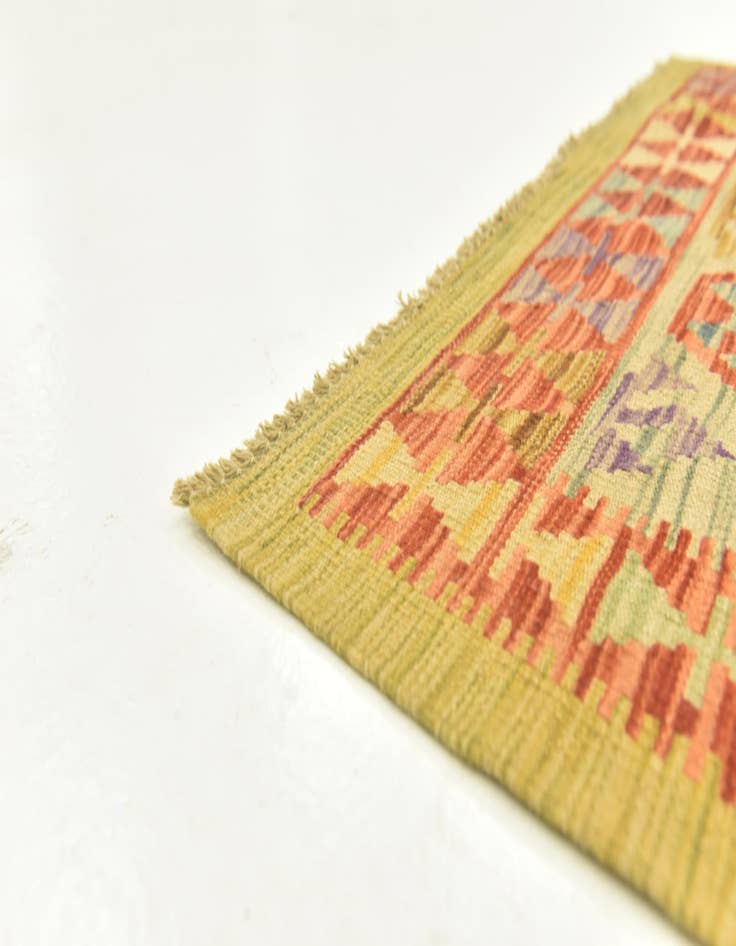 Detail image of 3' 2 x 4' 10  Hand Woven Kilim Maymana Wool Rug