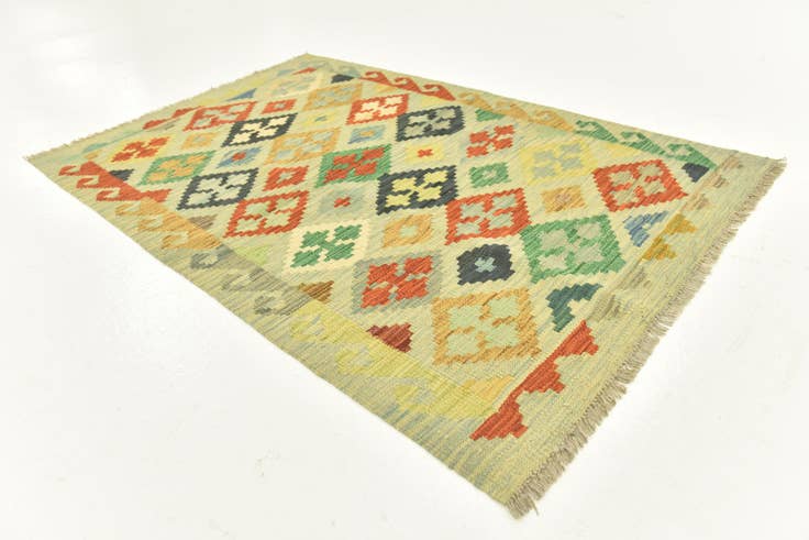 Detail image of 3' 3 x 5' Hand Woven Kilim Maymana Wool Rug