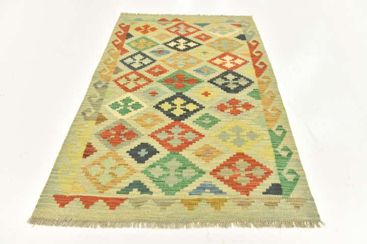 3' 3 x 5' Hand Woven Kilim Maymana Wool Rug