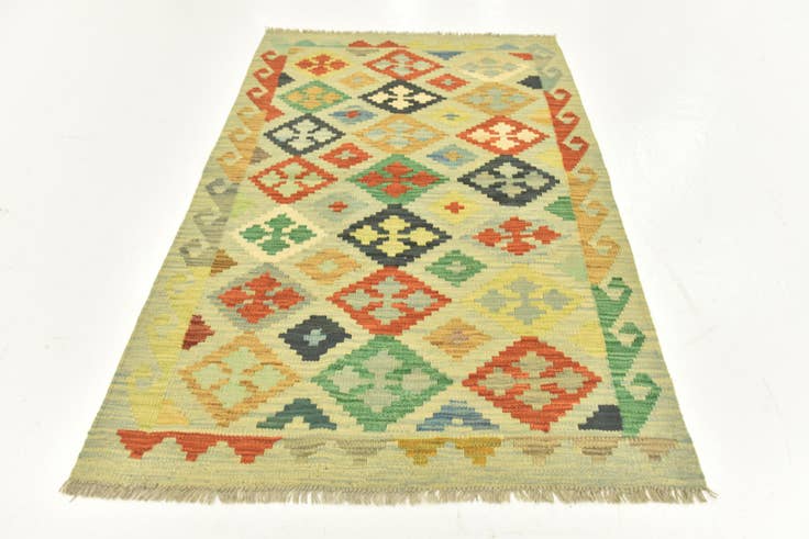 Detail image of 3' 3 x 5' Hand Woven Kilim Maymana Wool Rug