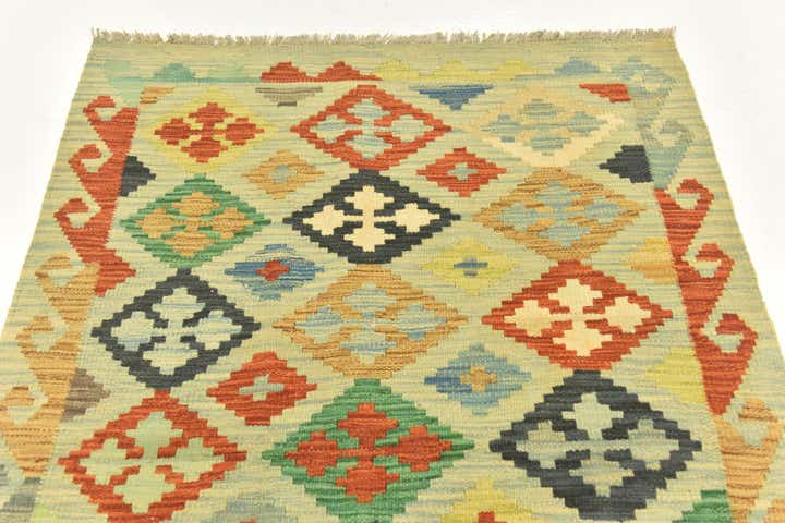 3' 3 x 5' Hand Woven Kilim Maymana Wool Rug