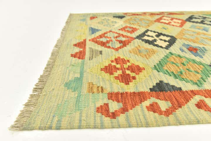 3' 3 x 5' Hand Woven Kilim Maymana Wool Rug