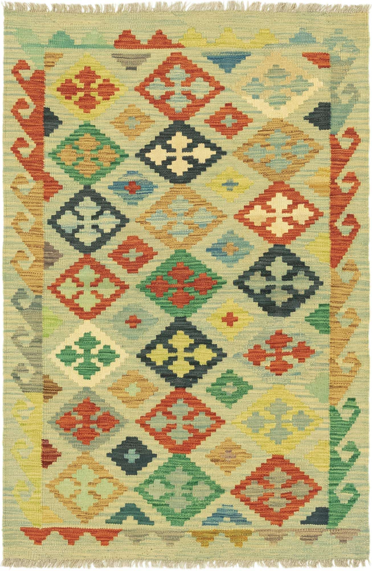 3' 3 x 5' Hand Woven Kilim Maymana Wool Rug
