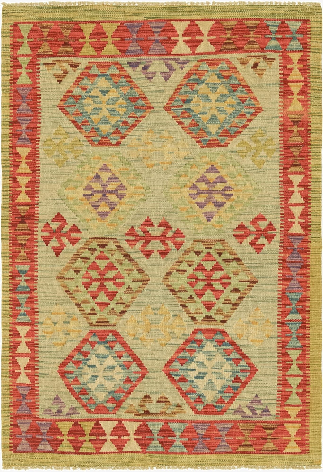 3' 2 x 4' 10  Hand Woven Kilim Maymana Wool Rug