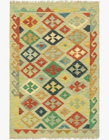3' 3 x 5' Hand Woven Kilim Maymana Wool Rug