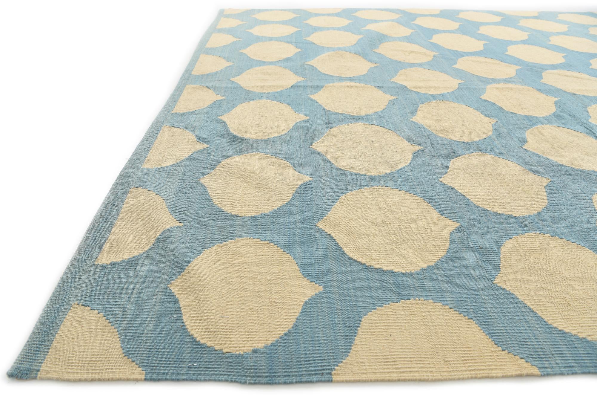 Light Blue 7' x 9' 8 Hand Woven Kilim Modern Wool Rug | Rugs.com