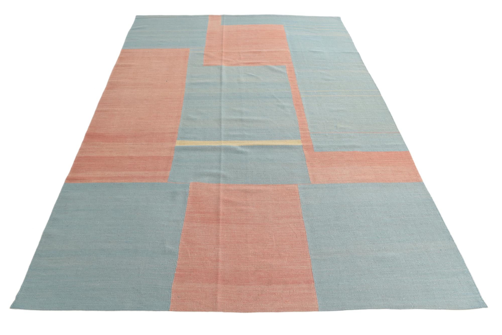 6' 7 x 9' 5 Hand Woven Kilim Modern Wool Rug