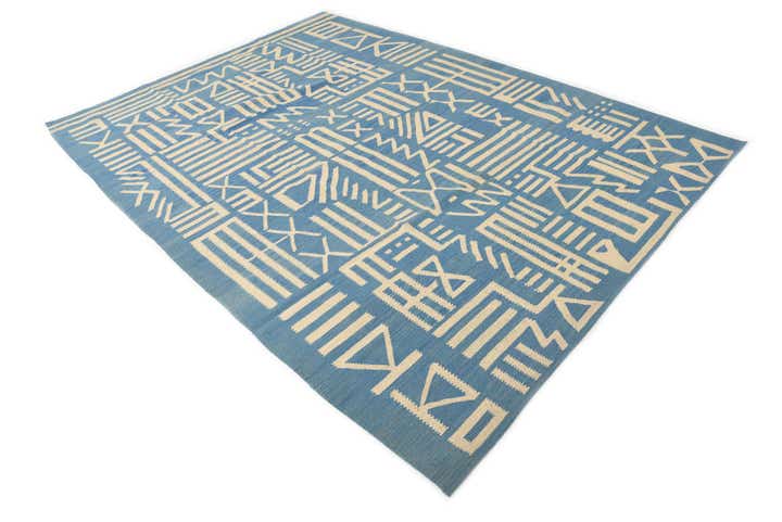 6' 11 x 9' 7 Hand Woven Kilim Modern Wool Rug