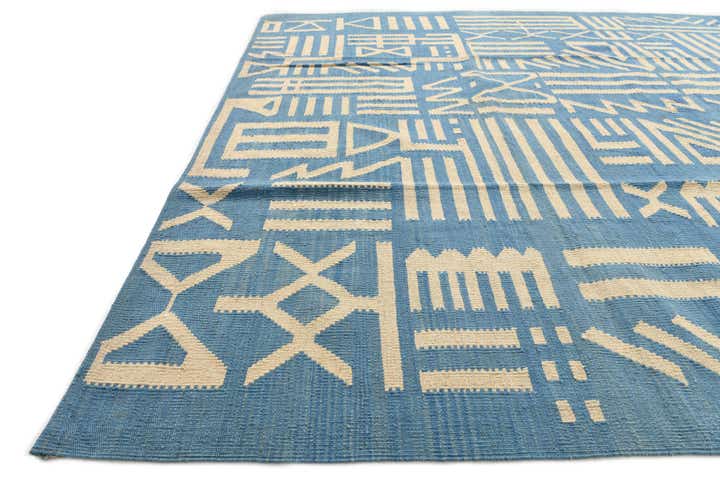 6' 11 x 9' 7 Hand Woven Kilim Modern Wool Rug