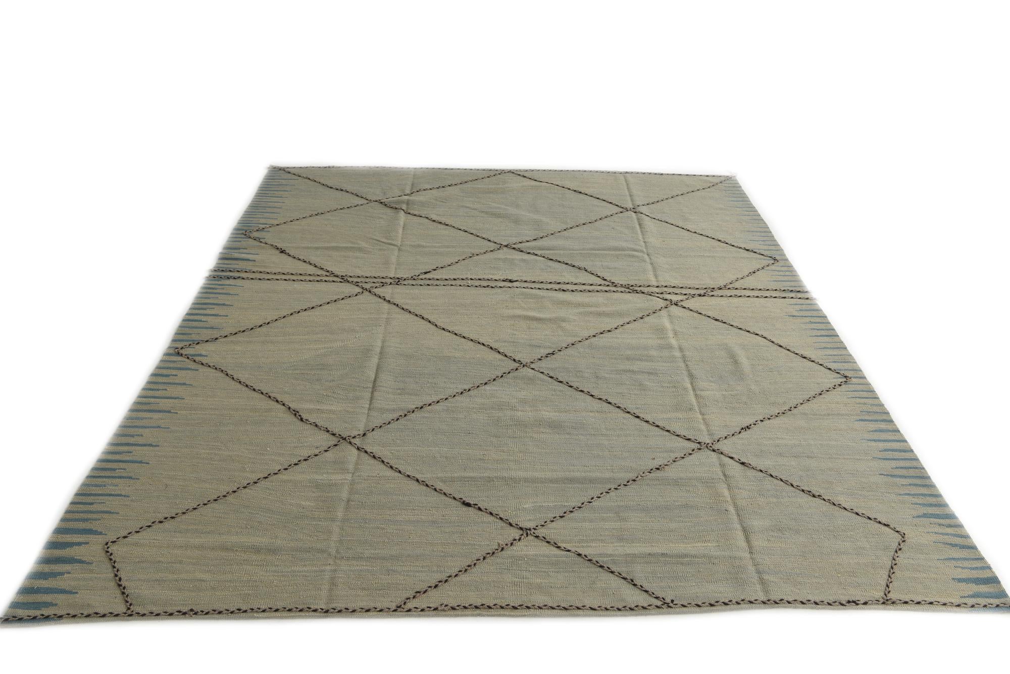 8' 5 x 9' 7 Hand Woven Kilim Modern Wool Rug