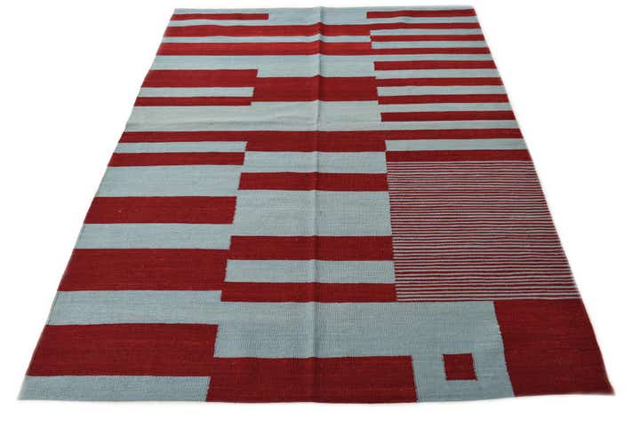 5' 4 x 6' 8 Hand Woven Kilim Modern Wool Rug