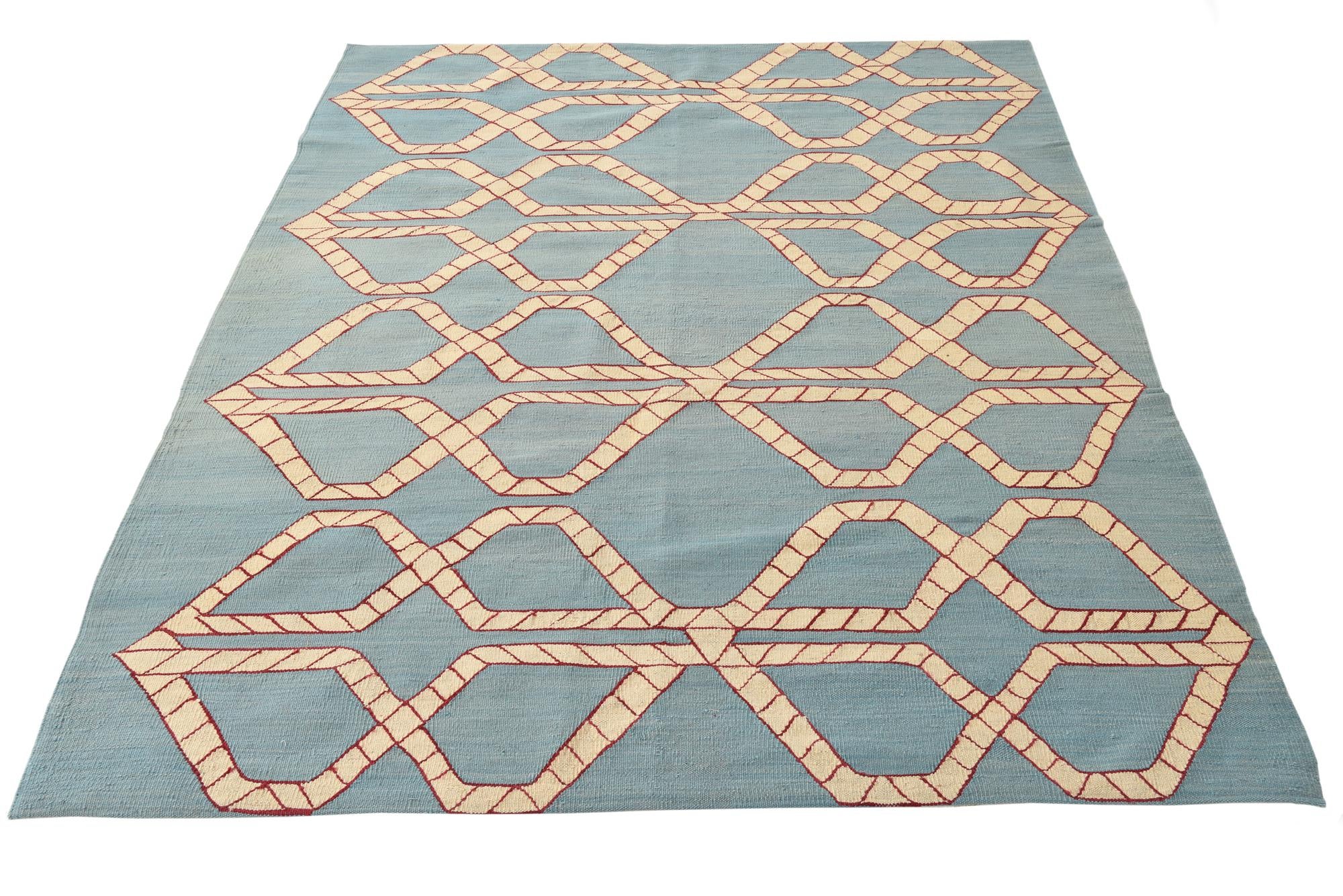5' 4 x 6' 4 Hand Woven Kilim Modern Wool Rug