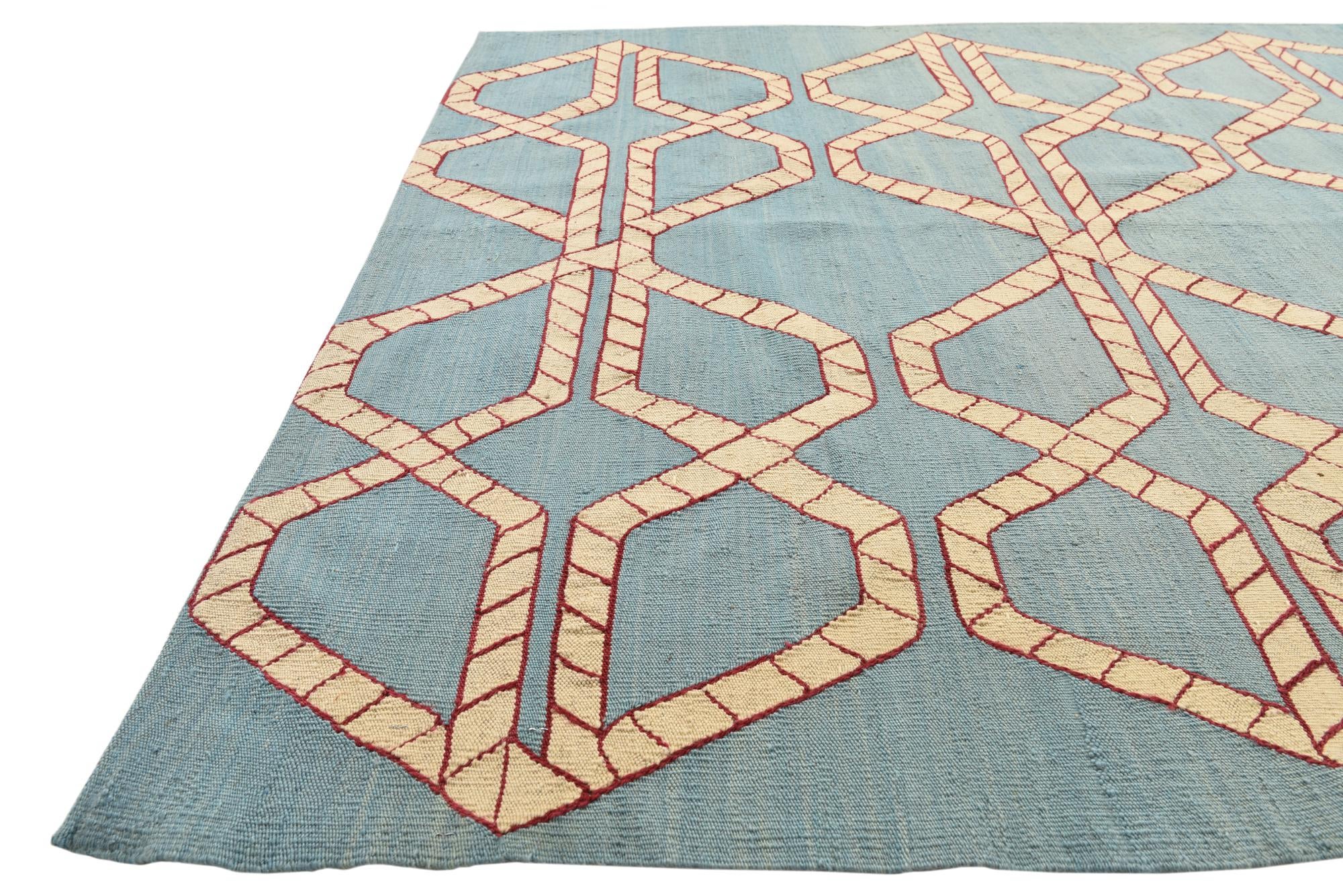 5' 4 x 6' 4 Hand Woven Kilim Modern Wool Rug